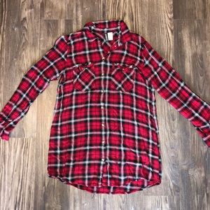 Divided by H&M Red & Black Plaid Button Down 6